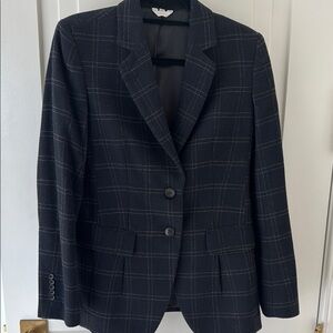Black Wool-Blend Blazer with Notched Lapels